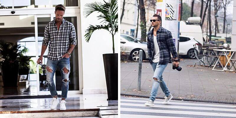 looks com camisa xadrez básica