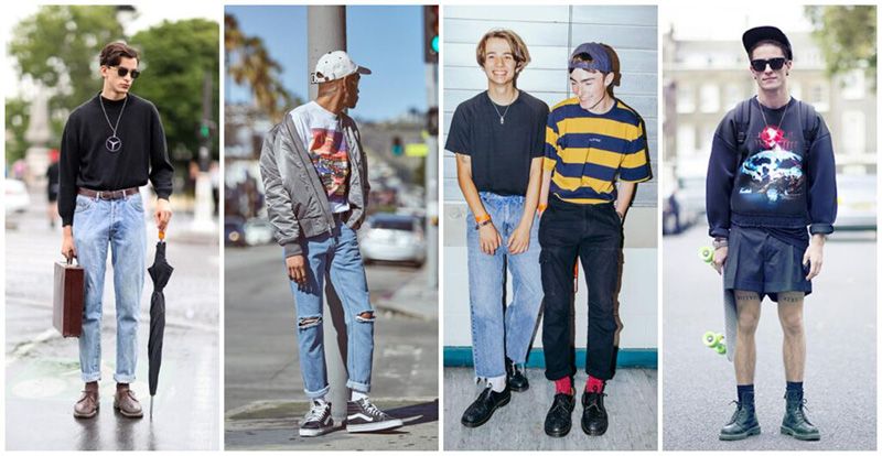 Compilação de fotos de homens usando roupas na tendência dos anos 90