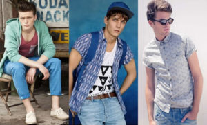Imagem de 3 jovens usando roupas na tendência anos 90