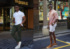 Imagem em destaque de homens caminhando na rua usando roupas estilo casual