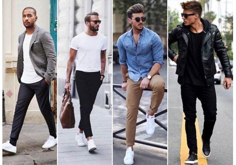 Imagem em destaque de quatro homens usando estilo masculino ultra casual