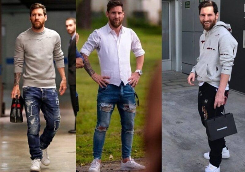 Fotos do jogador Lionel Messi usando roupas estilosas