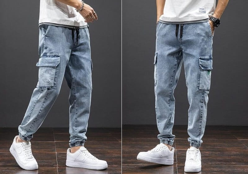 modelo utilizando calça jogger jeans